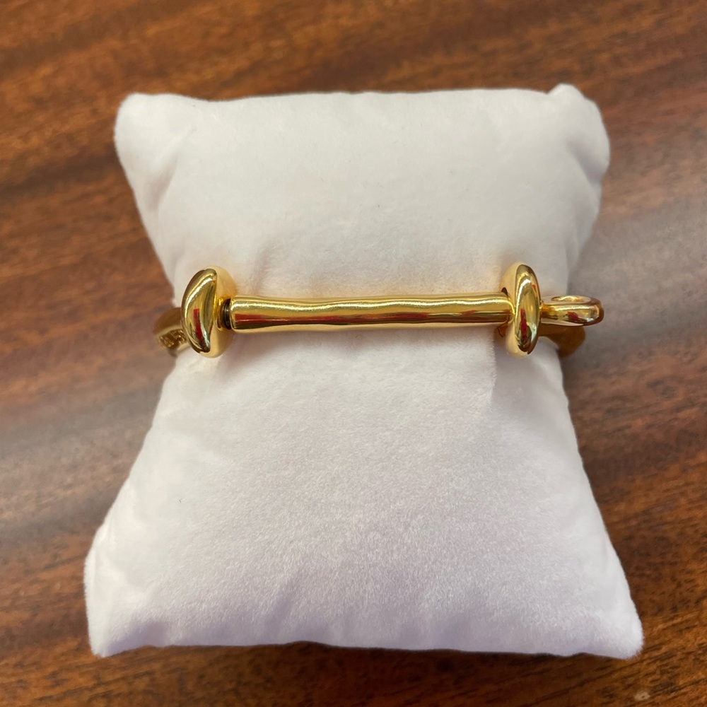 Gold brass bangle with screw closure